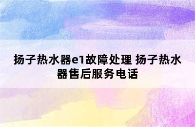 扬子热水器e1故障处理 扬子热水器售后服务电话